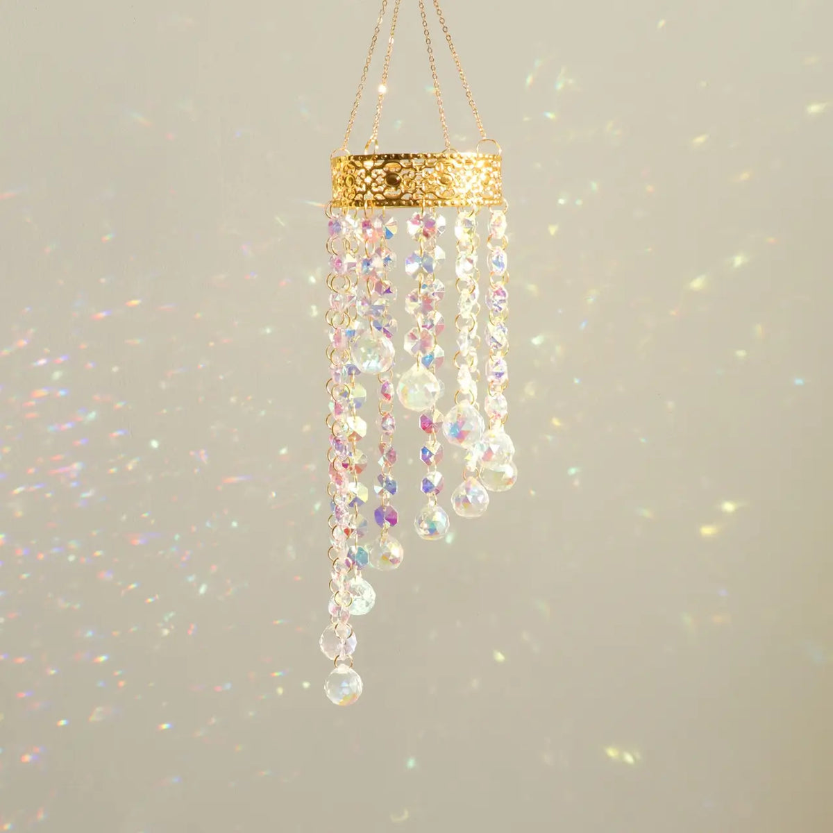 Handmade Crown Crystal Suncatcher, Rainbow Maker for Window Porch & Garden Decor
