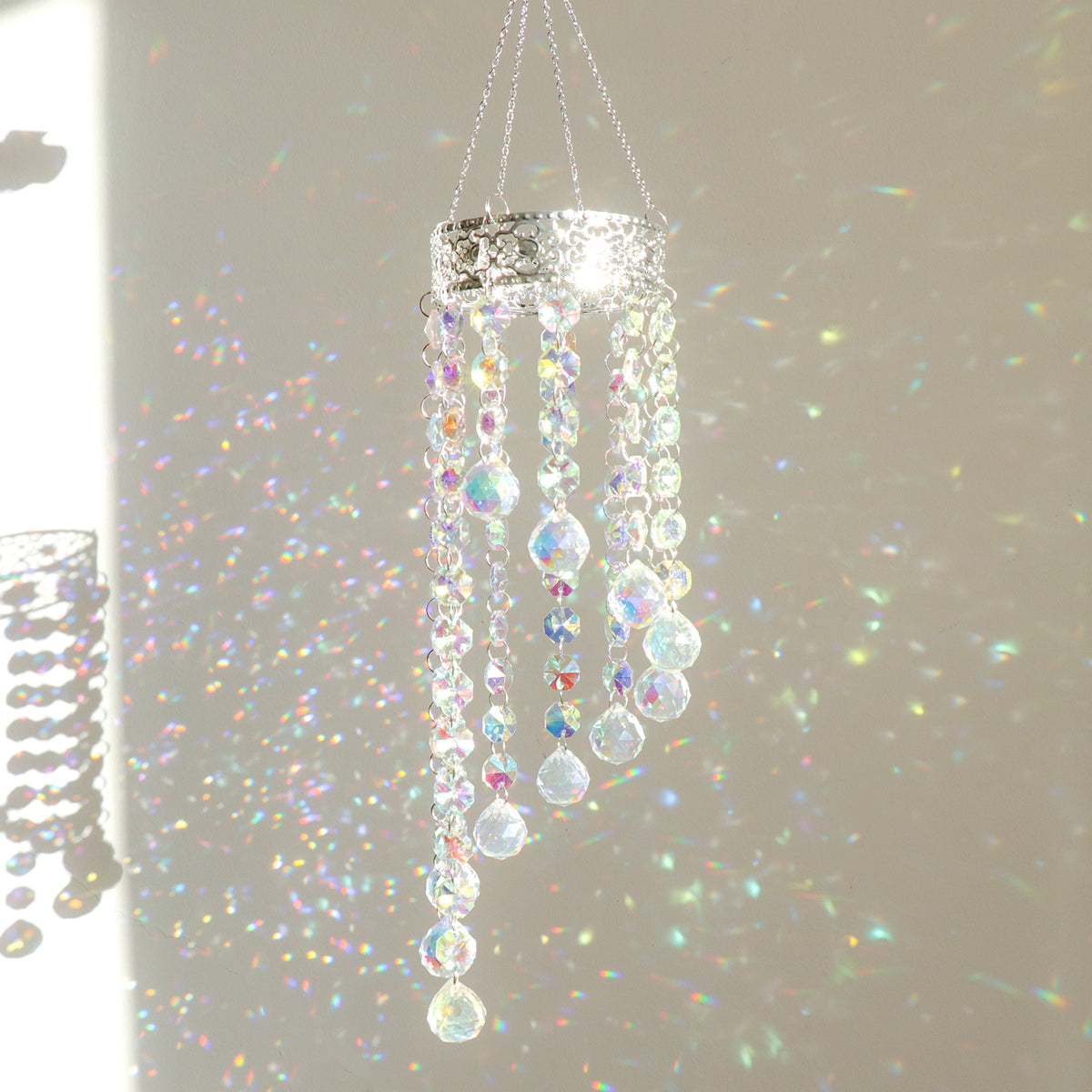 Handmade Crown Crystal Suncatcher, Rainbow Maker for Window Porch & Garden Decor