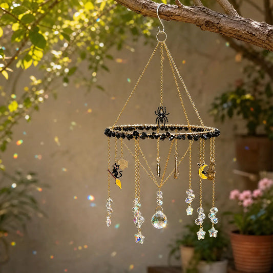 Handmade Halloween Crystal Suncatcher, Rainbow Maker for Window Porch & Garden Decor
