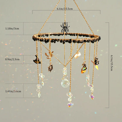 Handmade Halloween Crystal Suncatcher, Rainbow Maker for Window Porch & Garden Decor