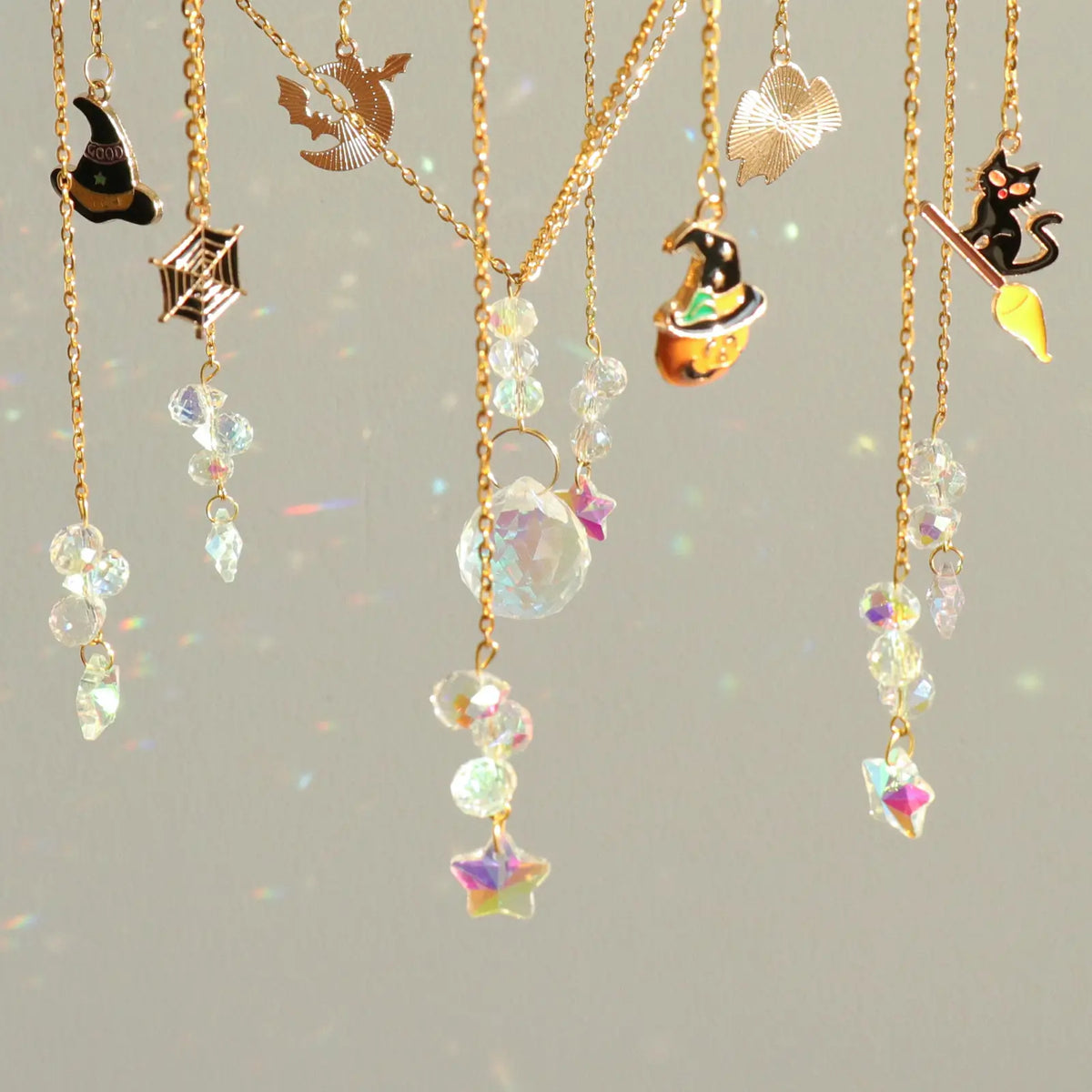 Handmade Halloween Crystal Suncatcher, Rainbow Maker for Window Porch & Garden Decor