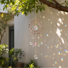 Handmade Double Hoop Amethyst Crystal Suncatcher, Rainbow Maker for Window Porch & Garden Decor