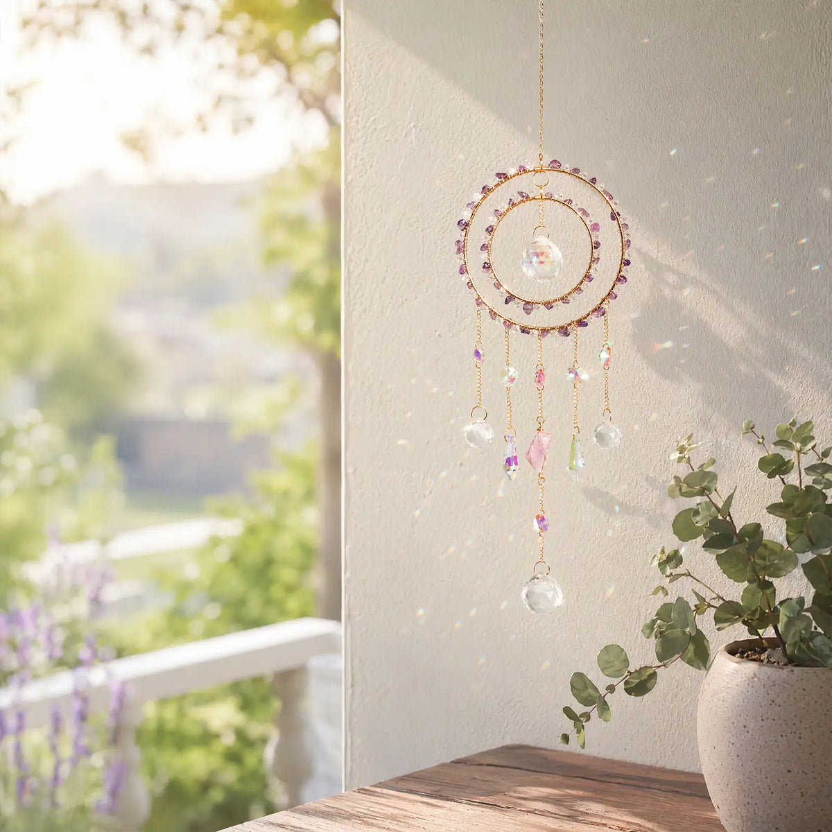 rainbow maker,front porch,window,hanging,garden,gift