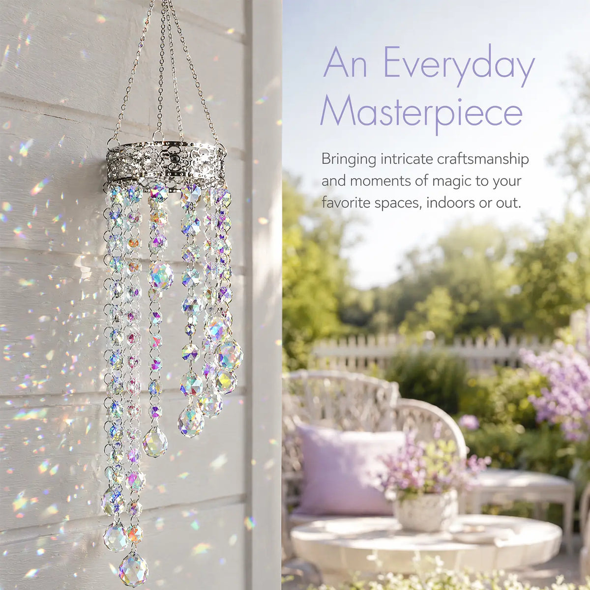 sun catcher,rainbow maker,front porch,window hanging